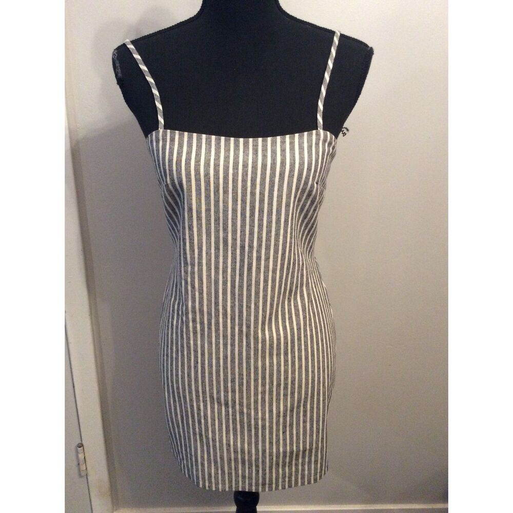 Princess Polly Size 2 Lined Black White Striped Spaghetti Strap Dress